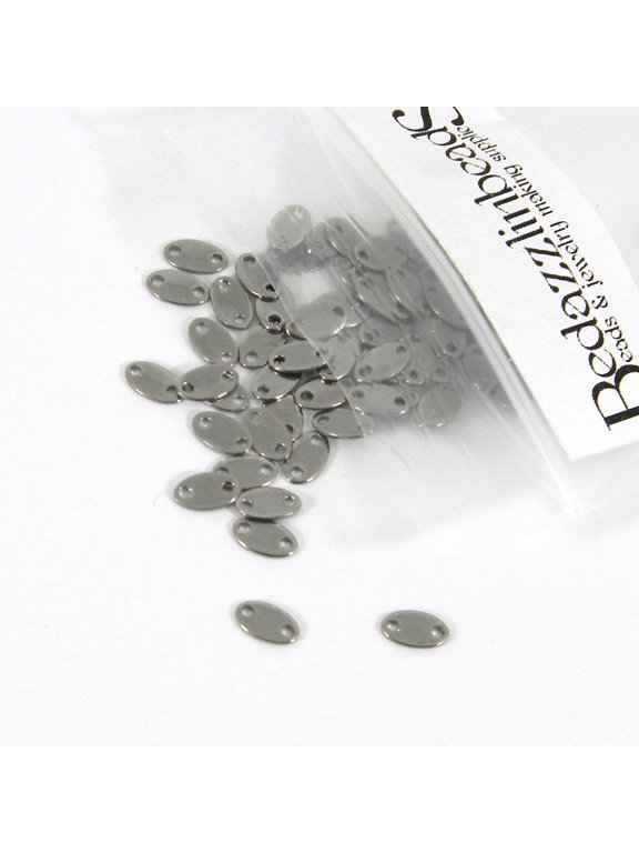Bedazzlinbeads 50 Surgical 304 Stainless Steel Oval Jewelry Chain End Link Tab Tag Charms for Chain Necklaces Bracelets