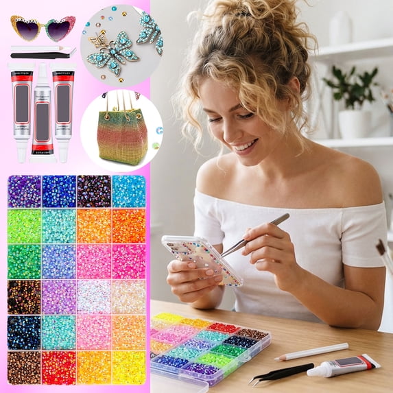 Bedazzling Kit 24000pcs 24-Color Flatback Resin Rhinestones for Nail ...