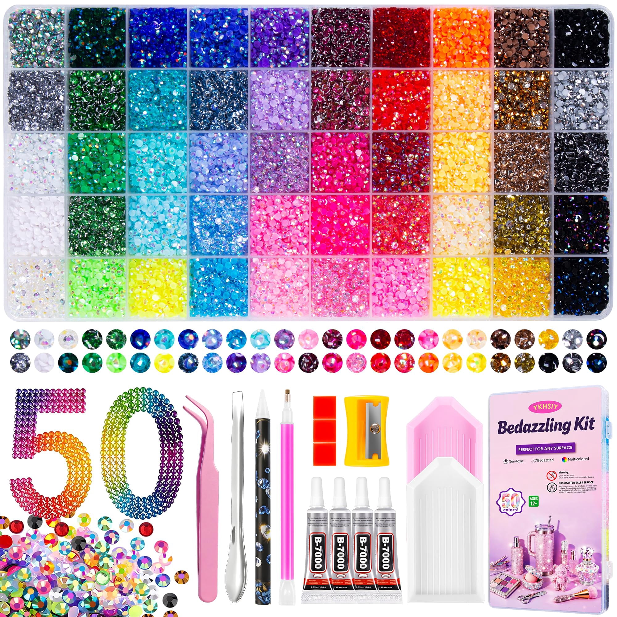 Bedazzling Kit 44000Pcs 50 Colors 3mm Resin Jelly Rhinestones - Diamond ...
