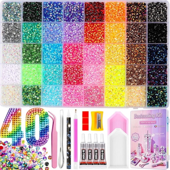 Bedazzling Kit Cheap, Resin Jelly Rhinestones Flatback Gems Multicolor Glue Tools Tweezers Trays For Nail Crafting Makeup Tumblers Phone Cases Crafts