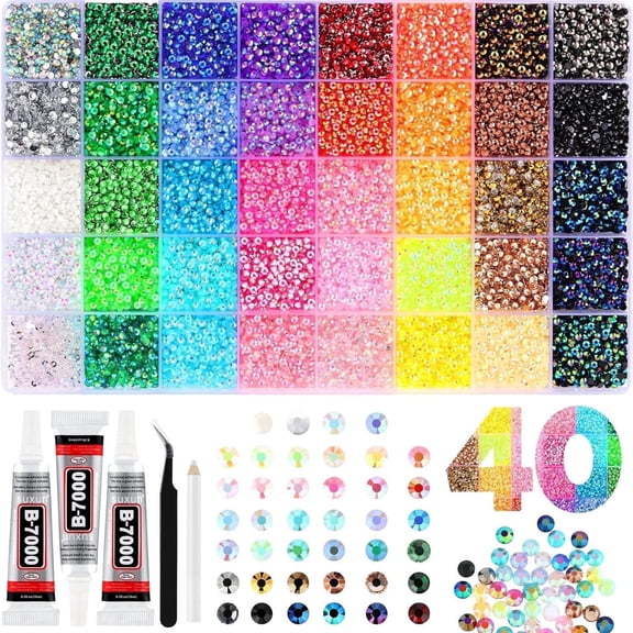 Bedazzling Kit with Rhinestones 40 Color Resin Jelly Gems 3mm Flatback 320 Pieces Crafting Glue Included for DIY Shoes Clothes Nails Accessories