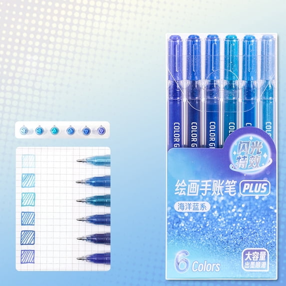 Bedazzling Pen Color Pens, Glitter Gel Pen Set, Smooth Rollerball Tip, Metallic Sparkly Gel Pens for Coloring Books, Drawing, Doodling, Journaling, Scrapbooking, Card Making, Diy Crafts, 5Ml,6 Count