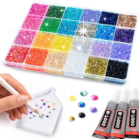 Resin Jelly Bedazzling Rhinestone Kit, 24 Colors 3mm Flatback Gems with Glue & Tools for DIY Crafts and Handmade Projects