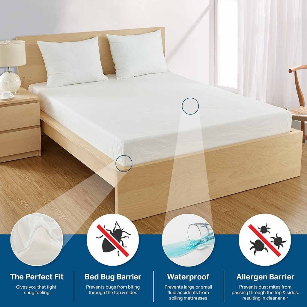 Twin 16" Deep White Heavy Duty Vinyl Mattress Protector