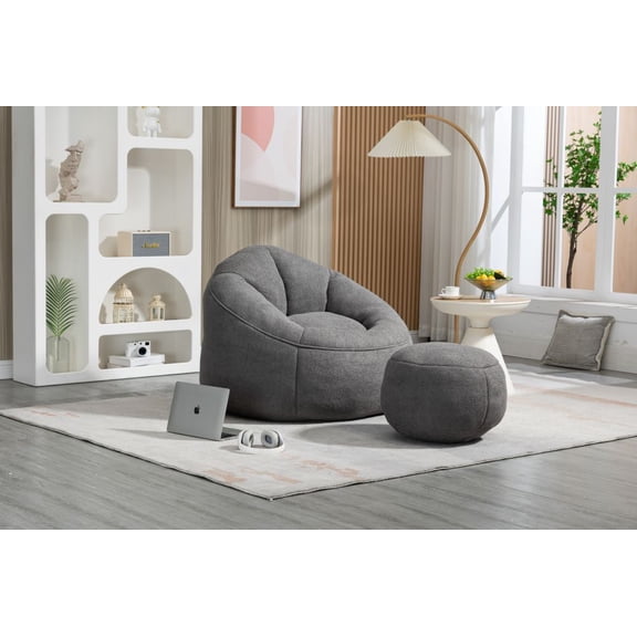 Bedding Bean Bag Sofa Chair High Pressure Foam Bean Bag Chair Adult Material with Padded Foam Padding Compressed Bean Bag With Footrest