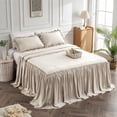 thumbnail image 1 of Bedding Bedspread Set Bed King - 3 Pieces Farmhouse Bedspread Skirt Coverlet Bed Spreads Quilt Chic Vintage Bedding Ruffle Bedspread Rustic with 2 Pillow Shams for Bedroom Home Dorm (Wheat, King), 1 of 7