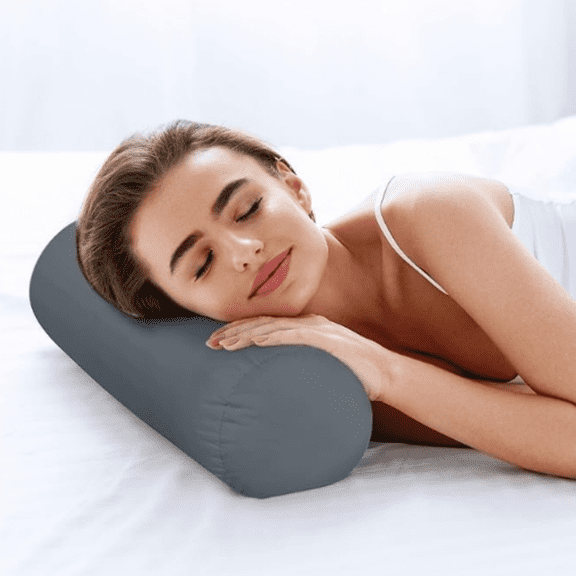 Bedding Bolster Pillows Insert (Pack of 2, Grey) - 6 x 16 Inches Bed and Couch Pillows - Indoor Decorative Pillows