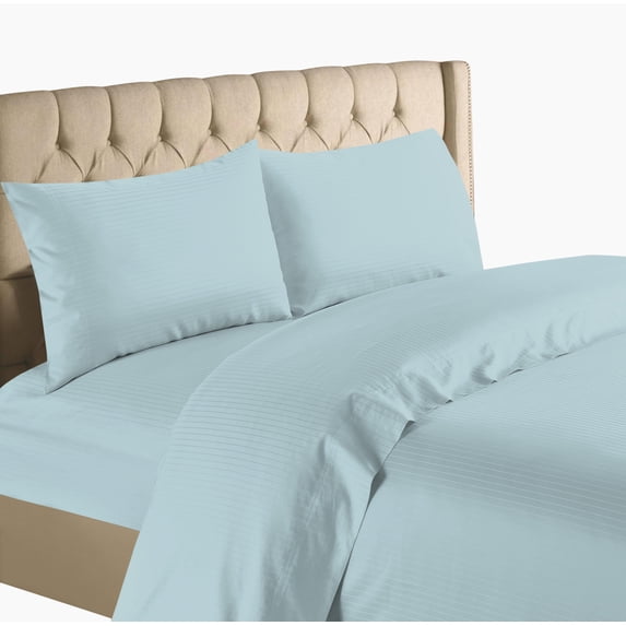 Bedding Collection 1200 Thread Count 100% Cotton Egyptian Quality Deep Pocket Stripe Sheet Set (Full, Blue)