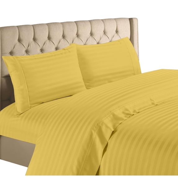 Bedding Collection 1200 Thread Count 100% Cotton Egyptian Quality Deep Pocket Stripe Sheet Set (Full, Gold)