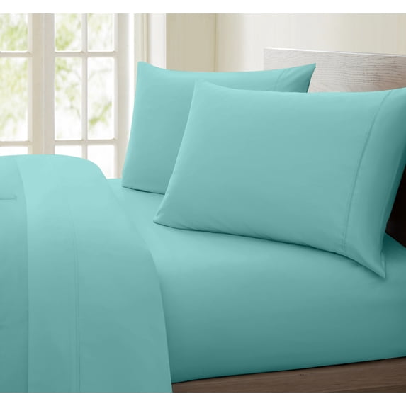 Bedding Collection 1200 Thread Count 100% Cotton Egyptian Quality Deep Pocket Stripe Sheet Set (King, Aqua)