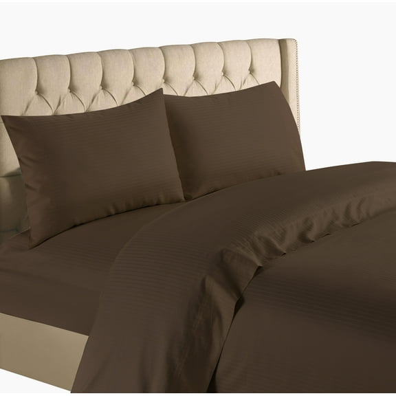 Bedding Collection 1200 Thread Count 100% Cotton Egyptian Quality Deep Pocket Stripe Sheet Set (King, Chocolate)