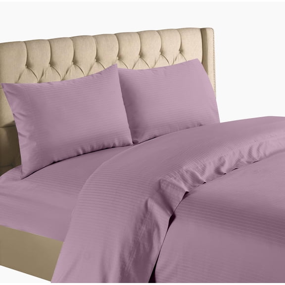 Bedding Collection 1200 Thread Count 100% Cotton Egyptian Quality Deep Pocket Stripe Sheet Set (Queen, Lilac)