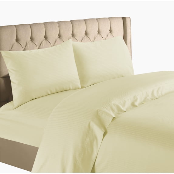 Bedding Collection 1200 Thread Count 100% Cotton Egyptian Quality Deep Pocket Stripe Sheet Set (Twin, Ivory)