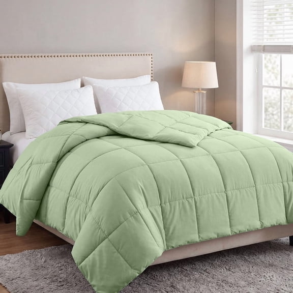 Bedding Comforter Down Alternative Queen Size, Cooling Duvet Insert with Corner Tabs and Box Stitched, Lightweight Bedding Quilted Comforter for All Season, Sage Green
