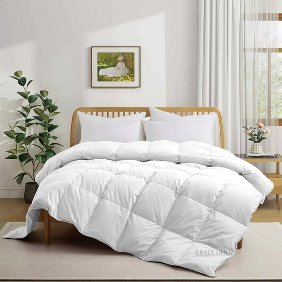 Bedding Comforter Cal King Size, Duvet Insert, Quilted Comforter with Corner Tabs, All Season Lightweight Quilt, Down Alternative Hotel Comforter Cal King Size 96X102 White