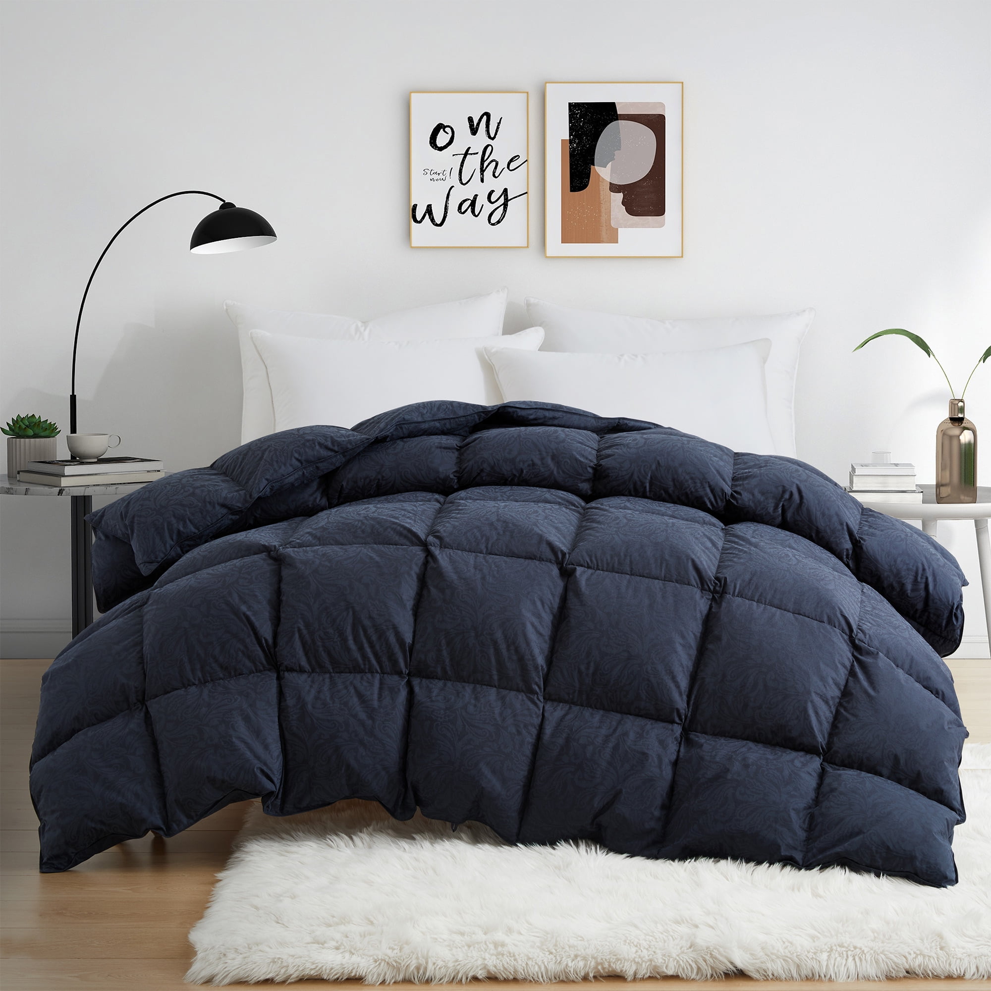 Twin Black Cotton Goose Down Comforter