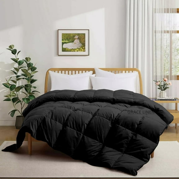 Bedding Comforter Oversized King, Duvet Insert, Quilted Comforter with Corner Tabs, All Season Lightweight Quilt, Down Alternative Hotel Comforter Oversized King 98X116 Black
