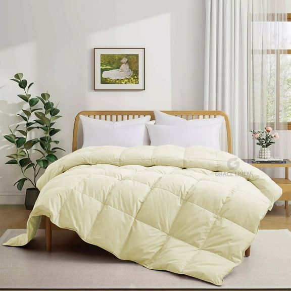 Bedding Comforter Queen Size, Duvet Insert, Quilted Comforter with Corner Tabs, All Season Lightweight Quilt, Down Alternative Hotel Comforter Queen Size 88X88 Ivory