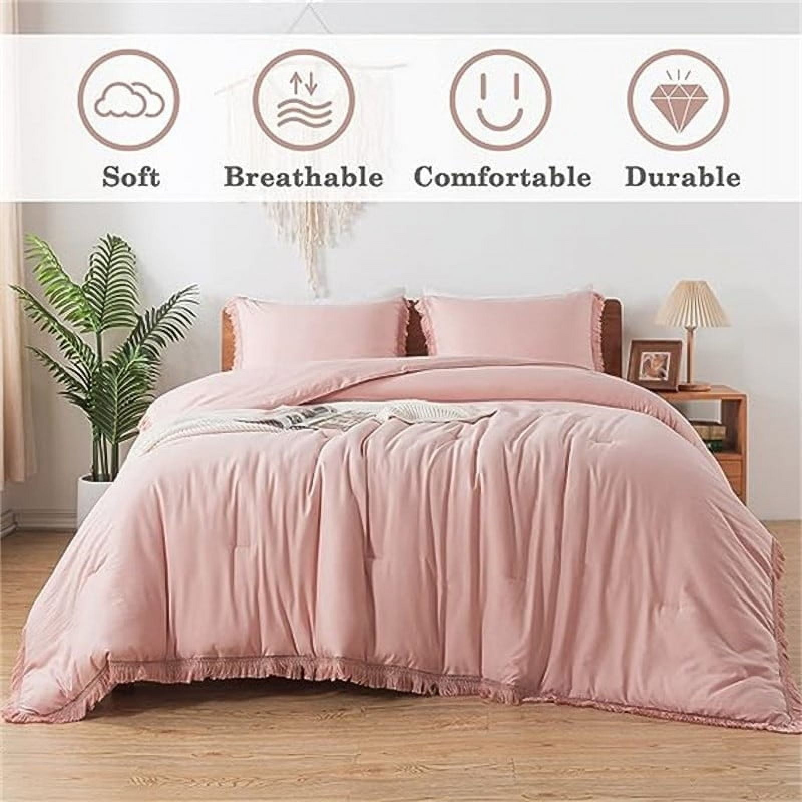 King Blush Pink Ultra-Fine Fiber Bohemian Comforter Set