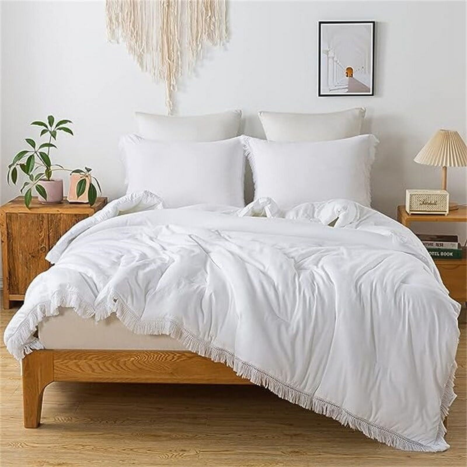 Bedding Comforter Set White 3 Piece Full