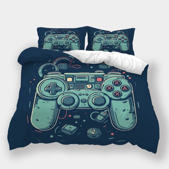 Bedding Cover Set Fantasy Gamepad Printed Comforter Cover Pillowcase Home Bedclothes,Queen (90"x90")