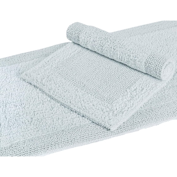 Bedding Craft 100% Cotton Reversible Bath Mat Rug, 21x34 Inches, Silver Grey, Water Absorbent & Machine Washable