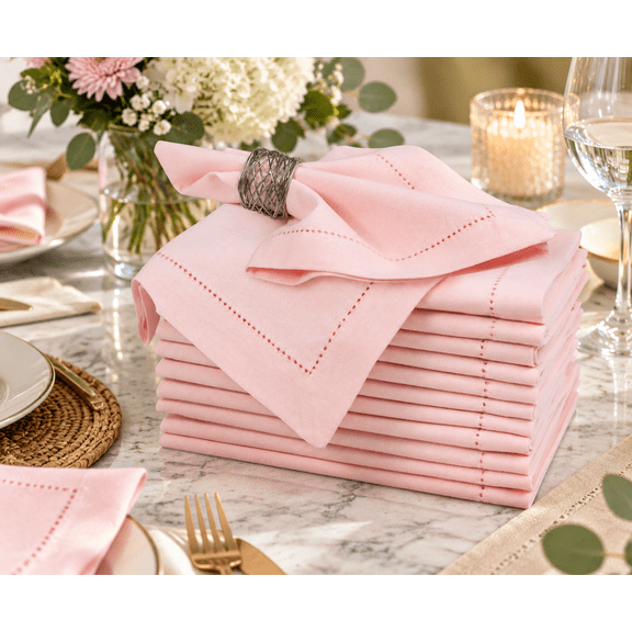 Bedding Craft Cotton Dinner Napkins Chalk Pink 18 x 18 in Set of 12
