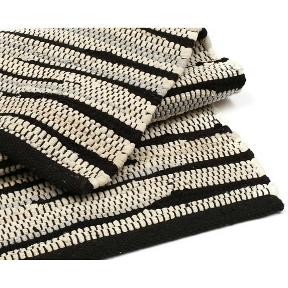 Bedding Craft Grey Multi Hand Made Woven Tonal Chindi Rugs - Inch Rectangle Area Rugs, Reversible Farmhouse Area Rugs, Braided Chindi Cotton Area Rugs - 24"x36"