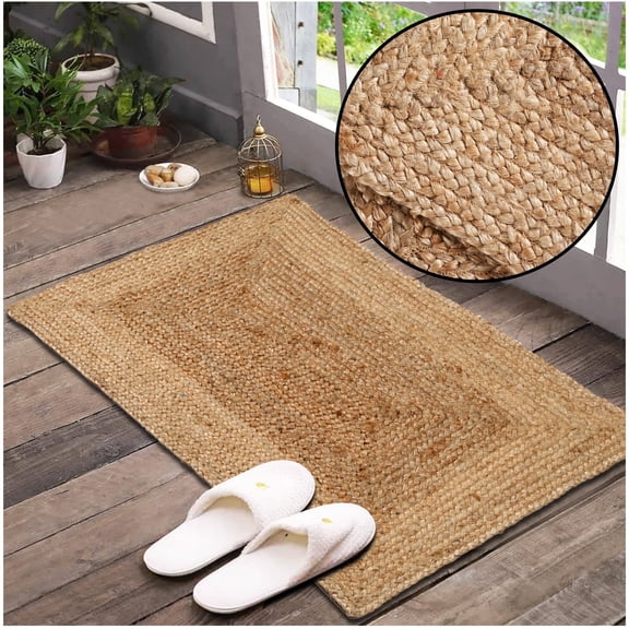 Bedding Craft Jute Cotton Area Rug Natural Matty Weave – Machine Washable Carpet for Living Room, Bedroom & Entryway – 70% Jute 30% Cotton – 36x60 Inch, 1 Piece