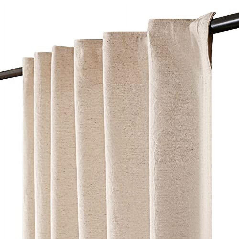 96-Inch Flax Linen Cotton Tab Top Curtain Set