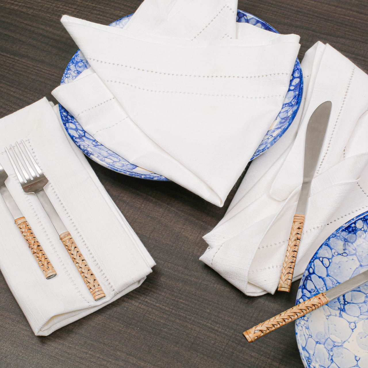 Linen Hemstitched Cloth Napkins, Set of 12 - Natural Flax, Washable Dinner  Napkins