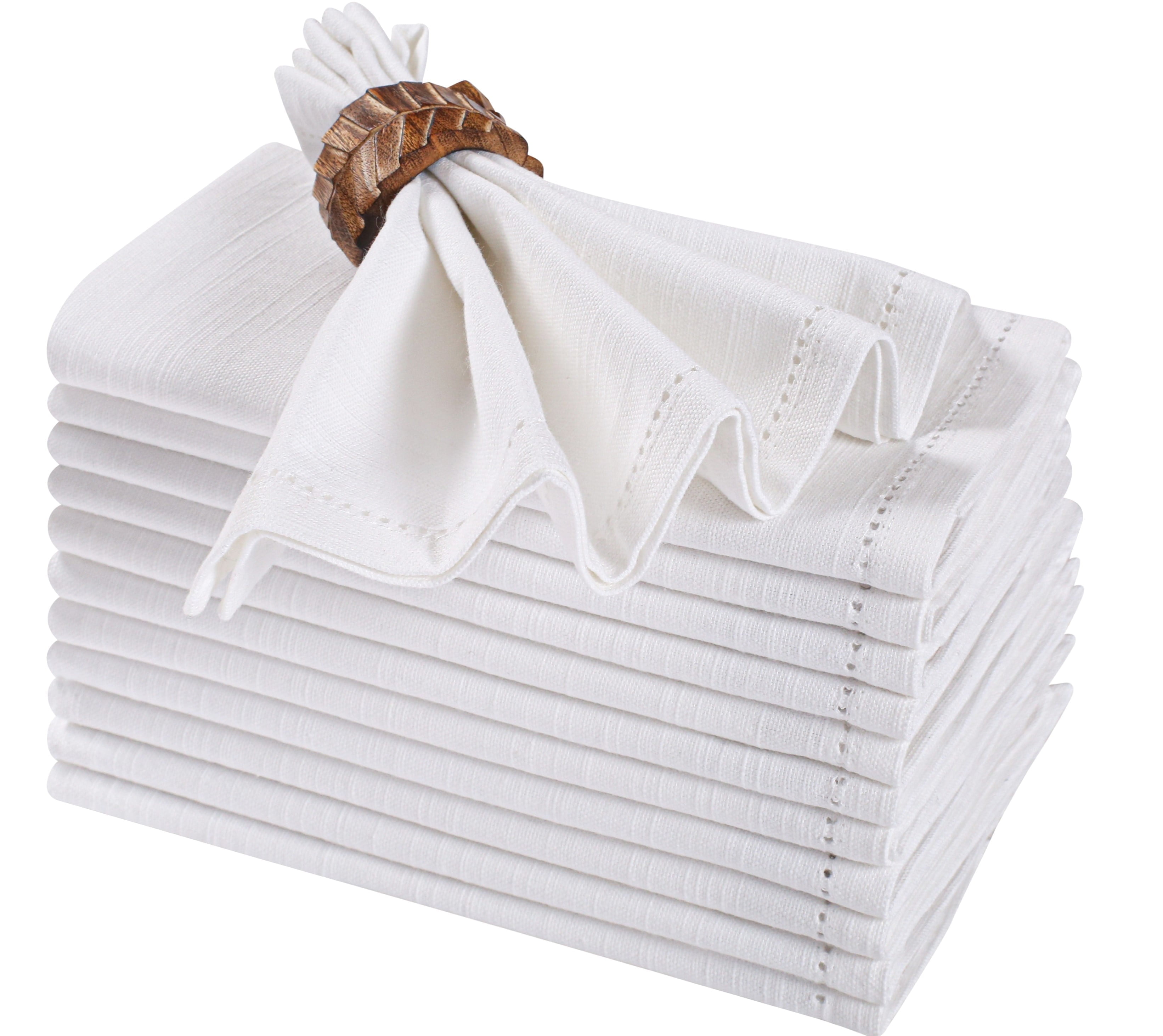 Bedding Craft white Cotton Cloth Dinner Napkin with White Mitered Corners, Kitchen Decor, 17x17" - Set of 12 - Walmart.com