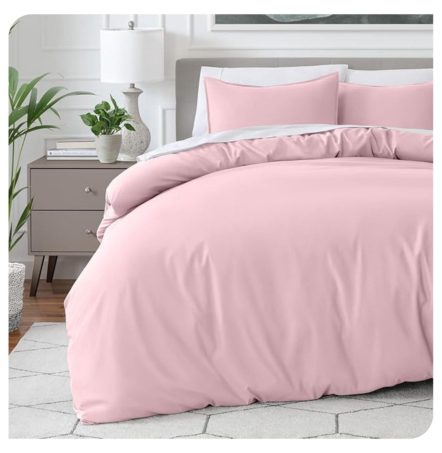 Bedding Duvet Cover King Size - Premium 1800 Super Soft Collection - Lightweight, Cooling - Soft Breathable Bedding Duvet Cover (King, Dusty Pink)