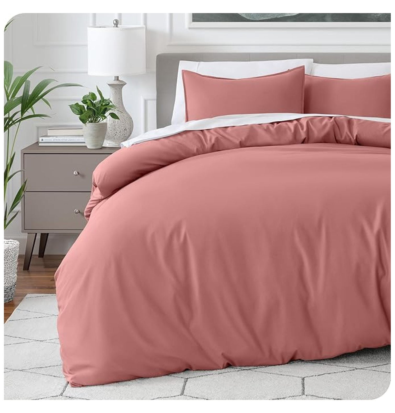 Bedding Duvet Cover King Size - Premium 1800 Super Soft Collection - Lightweight, Cooling - Soft Breathable Bedding Duvet Cover (King, Dusty Rose)