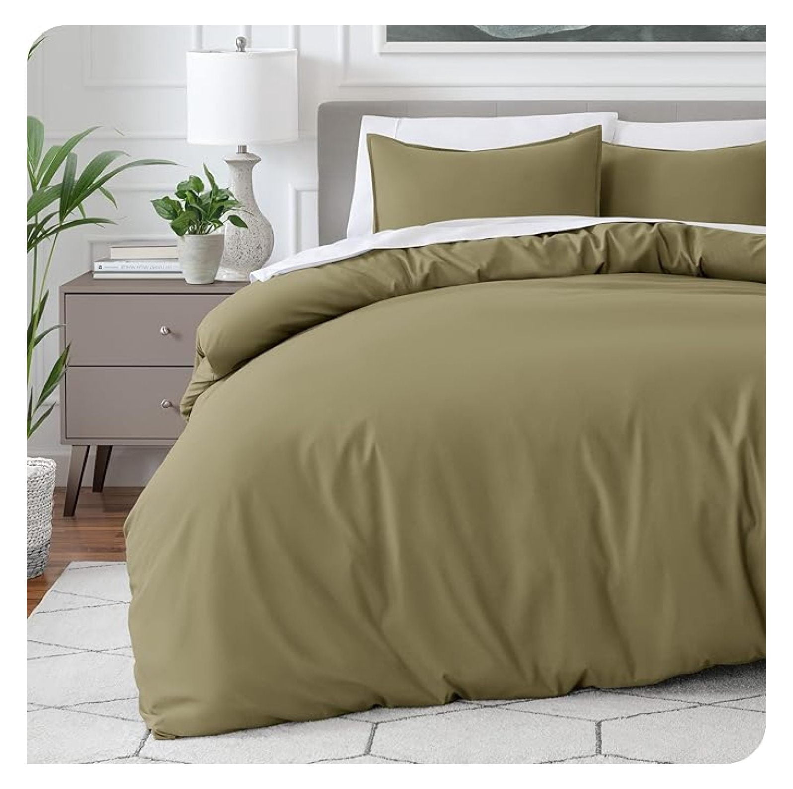 Bedding Duvet Cover King Size - Premium 1800 Super Soft Collection - Lightweight, Cooling - Soft Breathable Bedding Duvet Cover (King, Olive)
