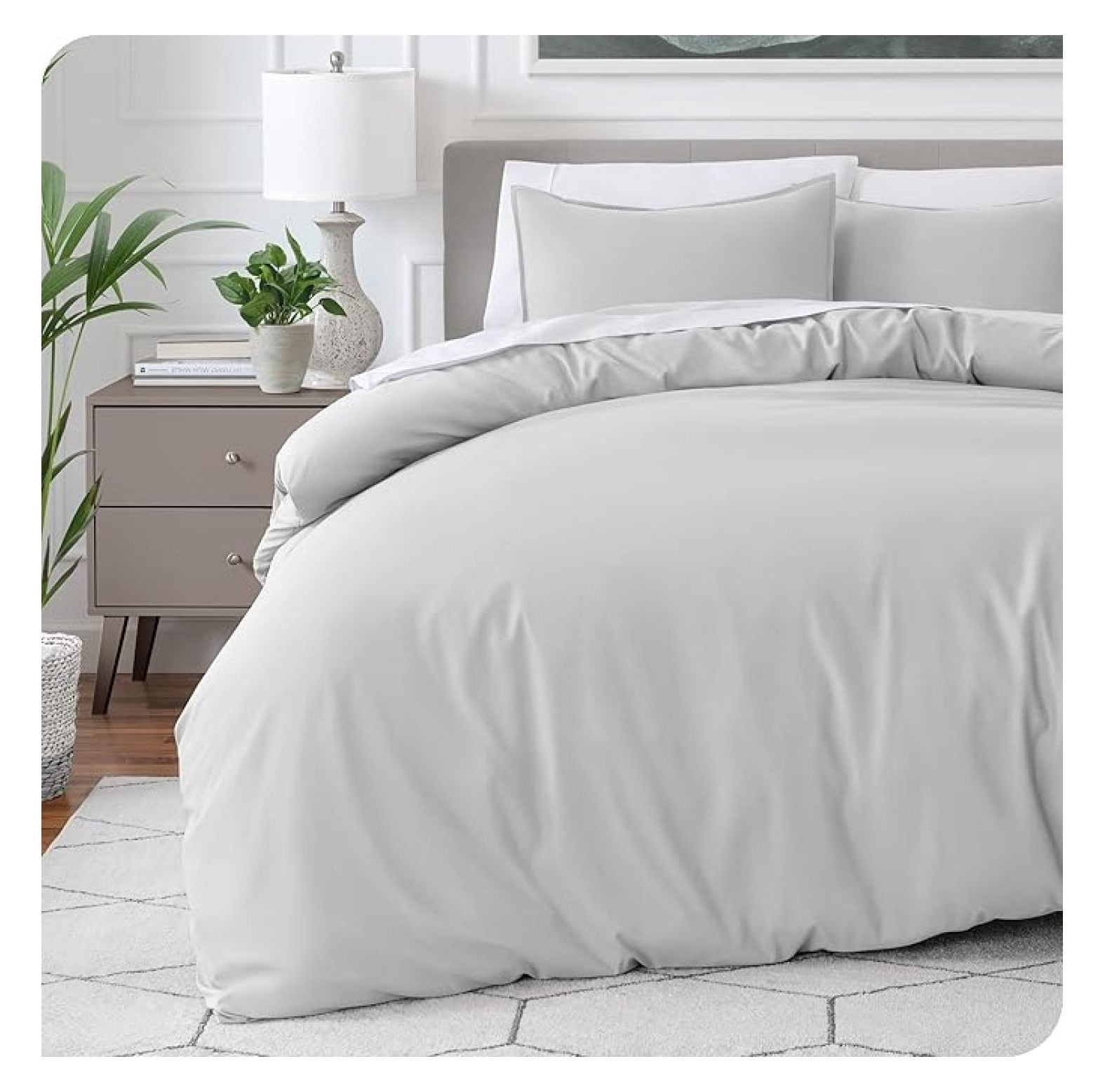 Bedding Duvet Cover Oversized Queen - Premium 1800 Super Soft Collection - Lightweight, Cooling - Soft Breathable Bedding Duvet Cover (Oversized Queen, Cloud Grey)