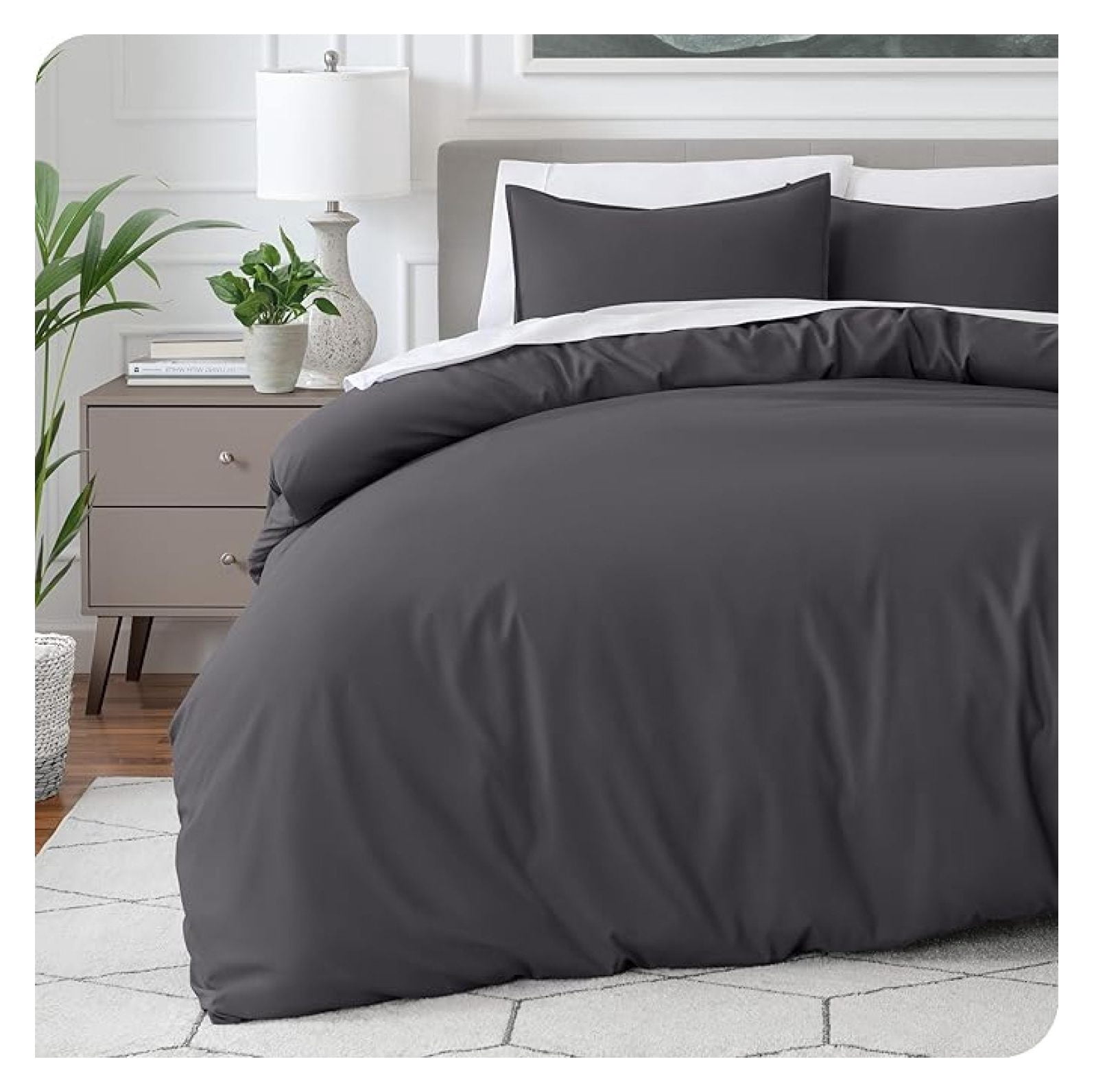 Bedding Duvet Cover Oversized Queen - Premium 1800 Super Soft Collection - Lightweight, Cooling - Soft Breathable Bedding Duvet Cover (Oversized Queen, Forged Iron Grey)
