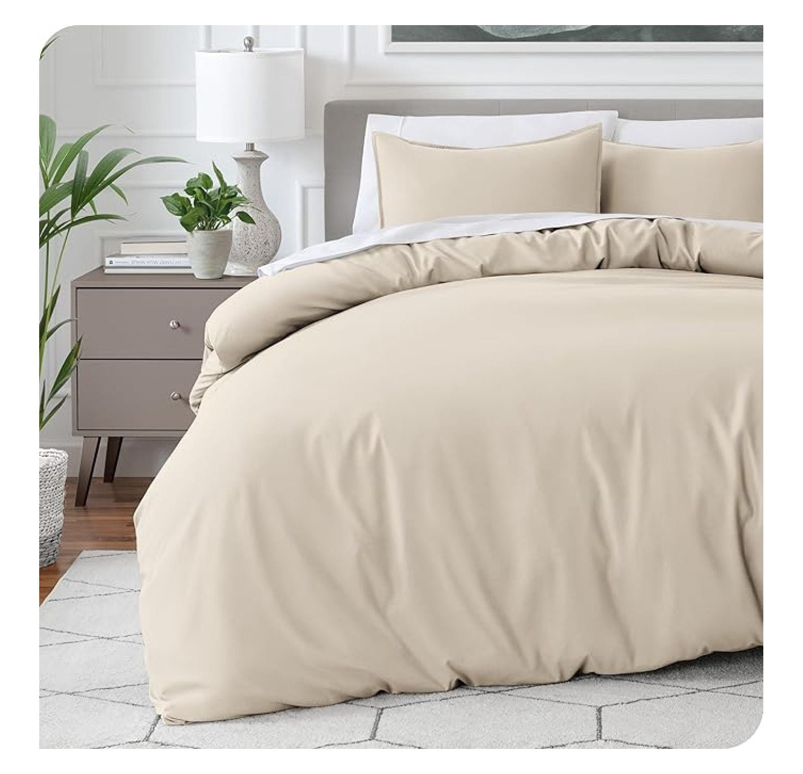 Bedding Duvet Cover Oversized Queen - Premium 1800 Super Soft Collection - Lightweight, Cooling - Soft Breathable Bedding Duvet Cover (Oversized Queen, Sand)