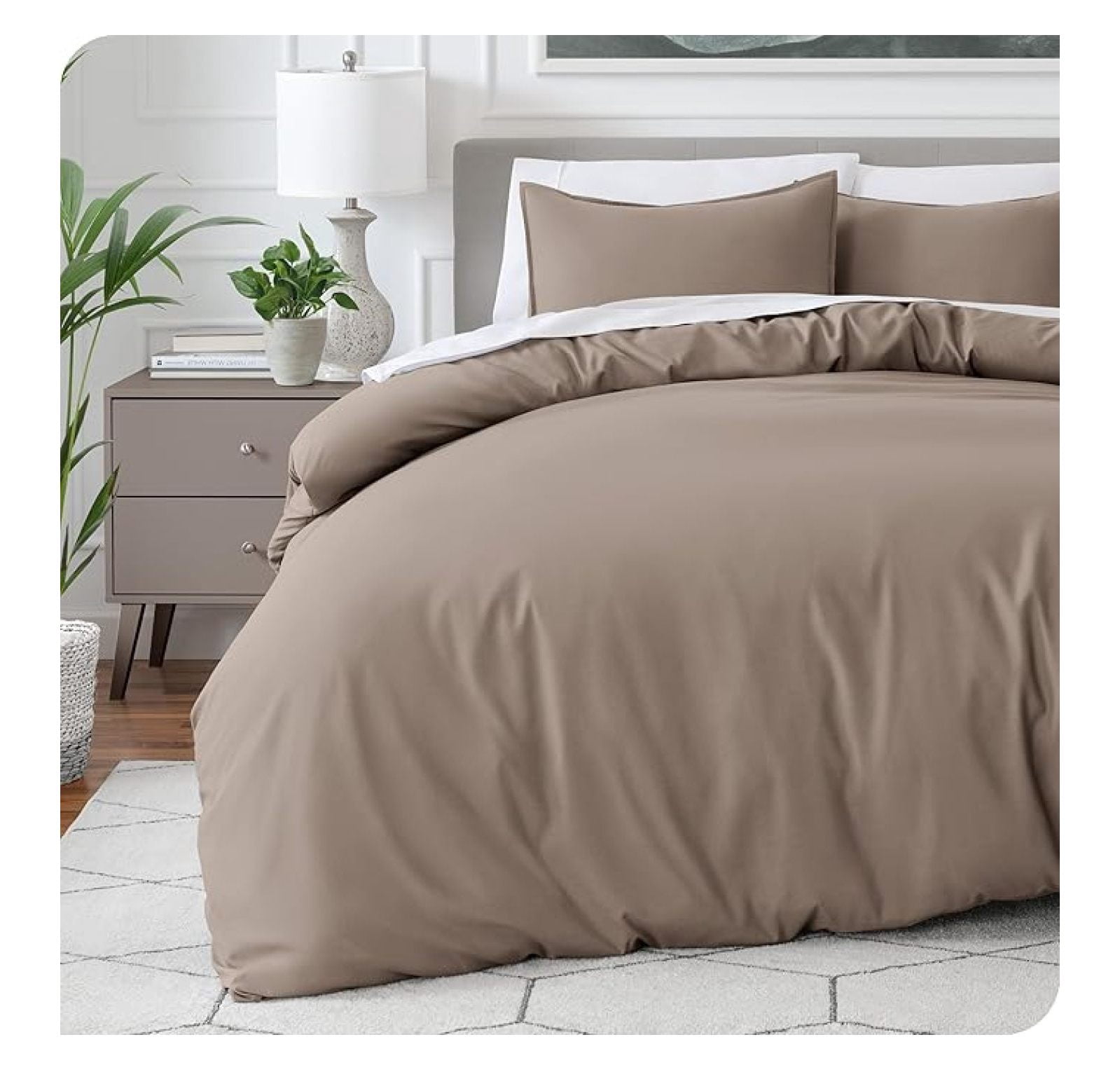 Bedding Duvet Cover Oversized Queen - Premium 1800 Super Soft Collection - Lightweight, Cooling - Soft Breathable Bedding Duvet Cover (Oversized Queen, Taupe)