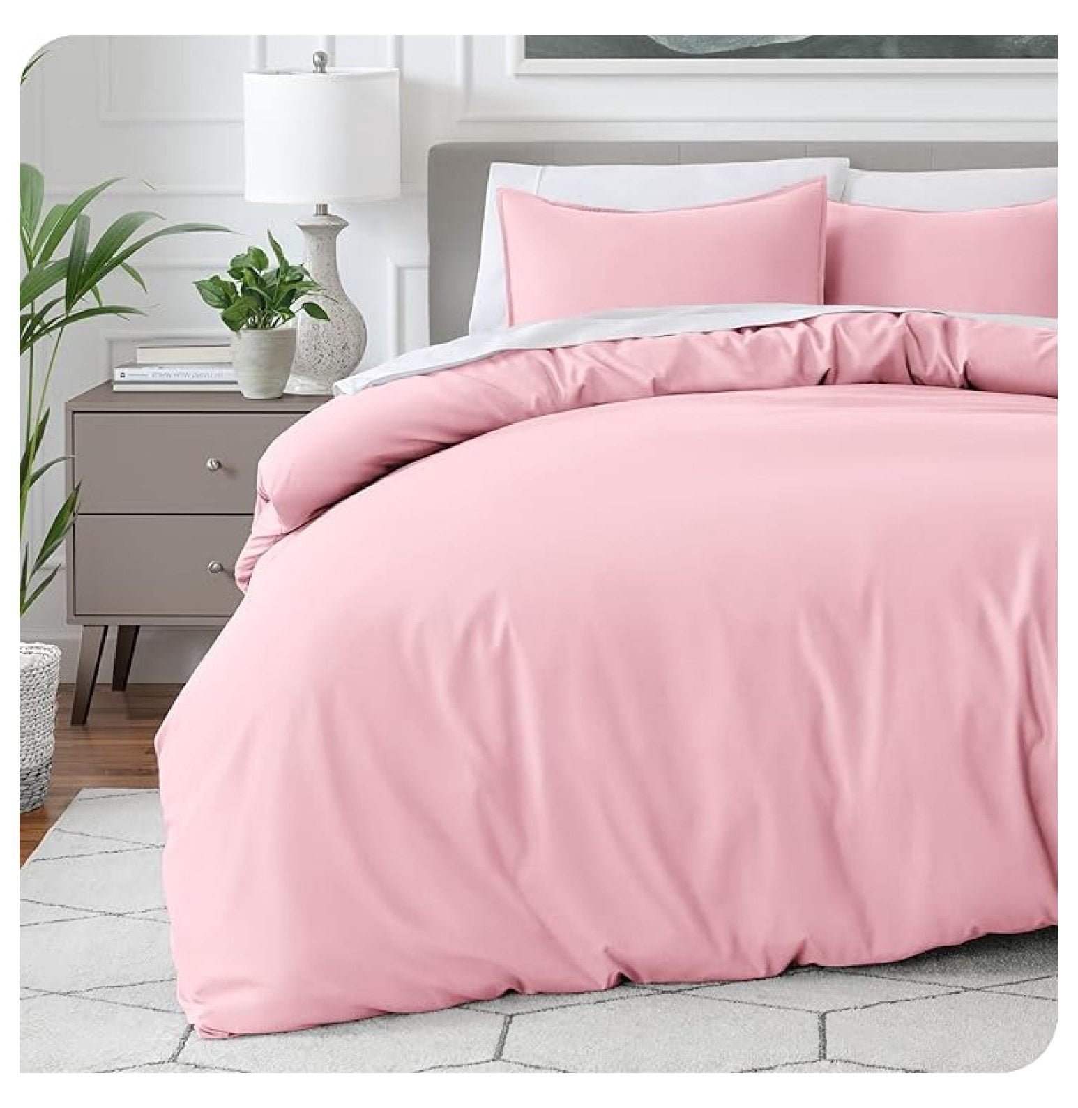 Bedding Duvet Cover Queen Size - Premium 1800 Super Soft Collection - Lightweight, Cooling - Soft Breathable Bedding Duvet Cover (Queen, Light Pink)