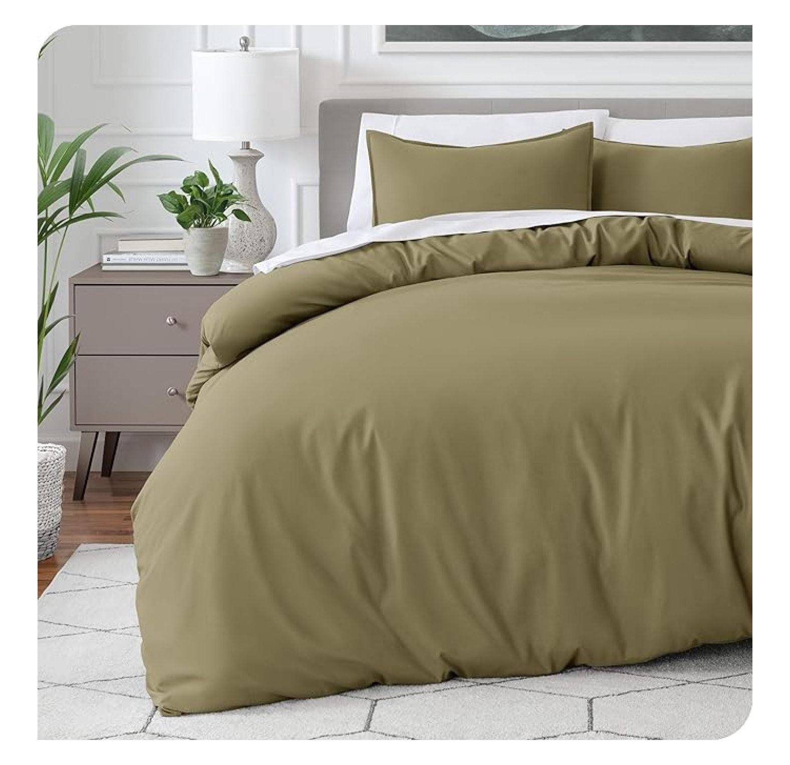 Bedding Duvet Cover Queen Size - Premium 1800 Super Soft Collection - Lightweight, Cooling - Soft Breathable Bedding Duvet Cover (Queen, Olive)