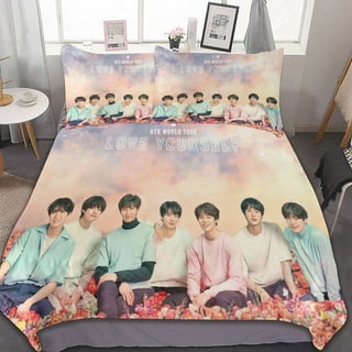 3PCS King Size Quilt Bedding Sets BTS for Kids Teens Boys Girls Lightweight  Korean Pop Idol Bedding Bed Set Duvet Cover & 2 Pillowcases Room Decor 