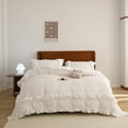 thumbnail image 1 of Bedding Duvet Cover With Pillowcase Set Washed Cotton Ruffle Edge White Queen Size, 1 of 4