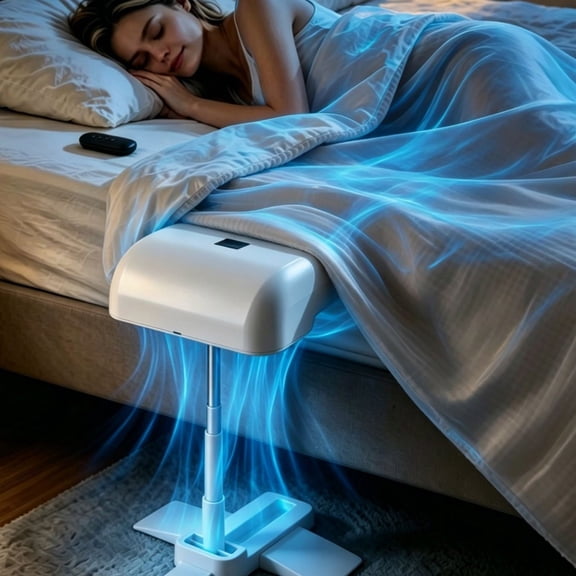 Bedding Fan 5-Speed Adjustable, Bed Air Circulator with 10000mAh Battery Remote Control, Quiet Home Bedroom Cooling Fan for Under Covers, Telescopic 8.7-20.9 Inch