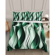 Bedding Flat Sheet - Hotel Quality King Top Sheet - Abstract Green White Wavy Line Soft Breathable Microfiber Fabric Bed Top Sheet 1 Flat Sheet Only,Ombre Stripe Seamless