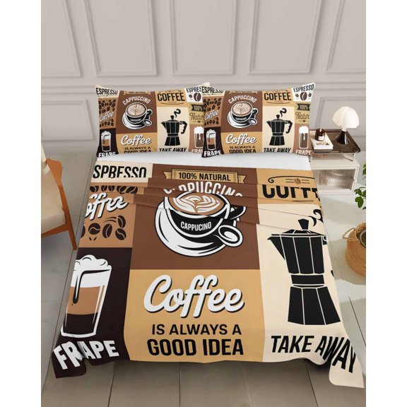 Bedding Flat Sheet - Hotel Quality Queen Top Sheet - Farmhouse Coffee Beans Cup Soft Breathable Microfiber Fabric Bed Top Sheet 1 Flat Sheet Only,Modern Brown Plaid