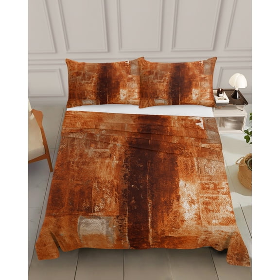 Bedding Flat Sheet- Hotel Quality California King Top Sheet - Retro Abstract Graffiti Art Soft Breathable Microfiber Fabric Bed Top Sheet 1 Flat Sheet Only, Caramel Color Texture