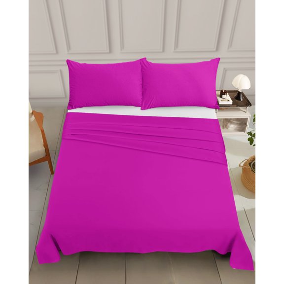 Bedding Flat Sheet - Hotel Quality California King Top Sheet - Rose Red Solid Color Soft Breathable Microfiber Fabric Bed Top Sheet 1 Flat Sheet Only, Modern Minimalist Art