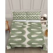 Bedding Flat Sheet&nbsp;- Hotel Quality King Top Sheet - Sage Green Stripes Ribbon on Linen Soft Breathable Microfiber Fabric Bed Top Sheet 1 Flat Sheet Only, Abstract Waves Line