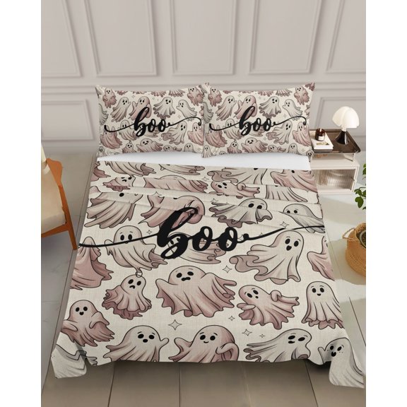 Bedding Flat Sheet - Hotel Quality Queen Top Sheet - Halloween Horror Cute Ghost Soft Breathable Microfiber Fabric Bed Top Sheet 1 Flat Sheet Only, Vintage